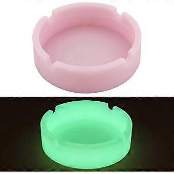Rose-Cendrier fluoreszierend, Cendrier Silikon fluoreszierend, leuchtende und einsteckbare runde Fluo-Brille aus Silikon im Schwarz, Cendrier Portable pou-M