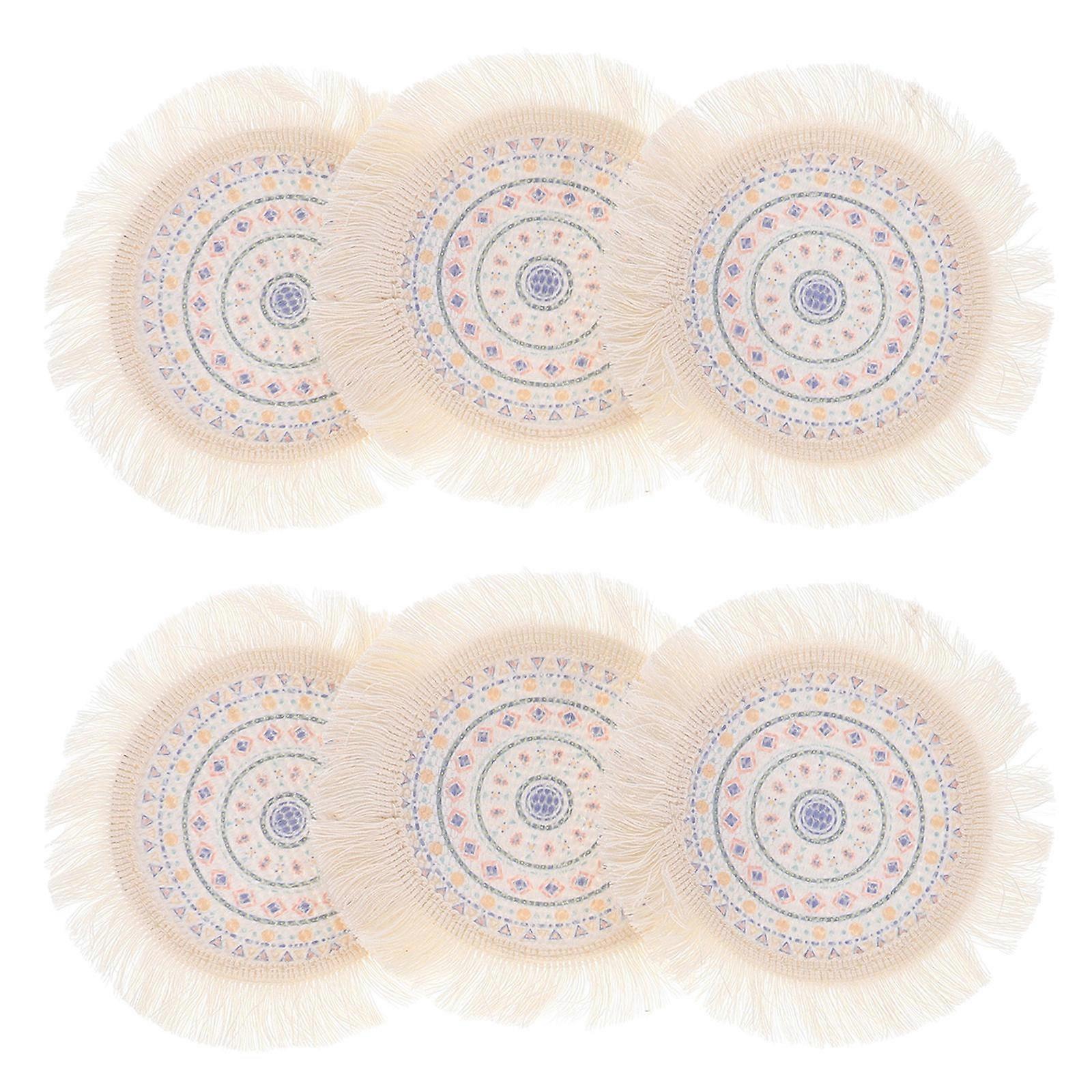 Unique Coasters Dining Table Accessories for Home Decor Boho Woven Round 6Pcs
