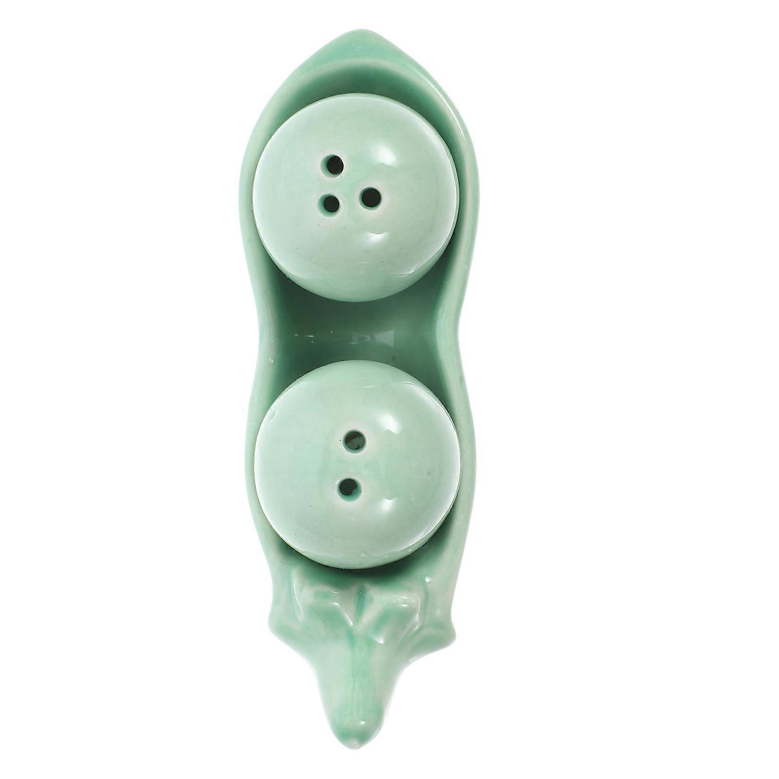 Pea Shape Ceramic Pepper Shaker for Kitchen Use 1Set Seasoning Dispenser