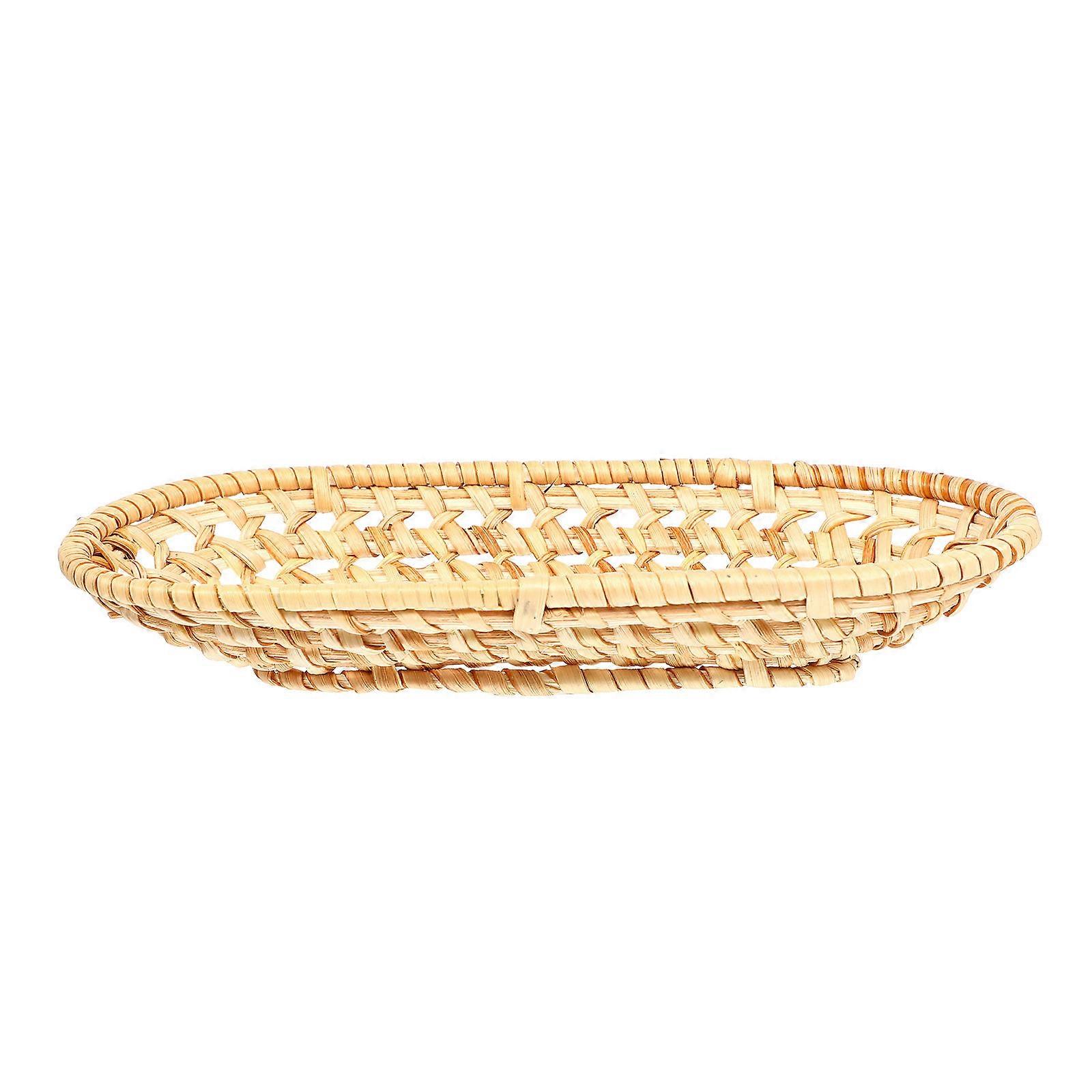 Khaki Decorative Woven Tray for Home Use Plastic Multifunctional Display Tray 12.5 Inches