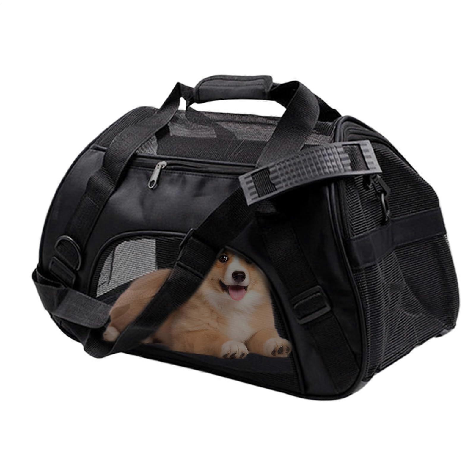 Foldable Pet Carrier Bag  Breathable SoftSided Case for Small Pets, Black