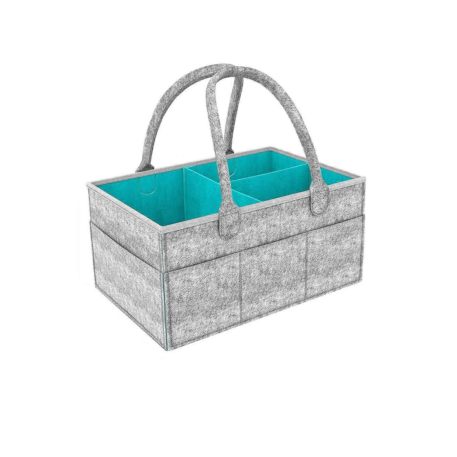 Baby Nappy Storage Organiser Portable Storage Box with Interchangeable Compartments for Children, Grey Fabric, Lightweight Design