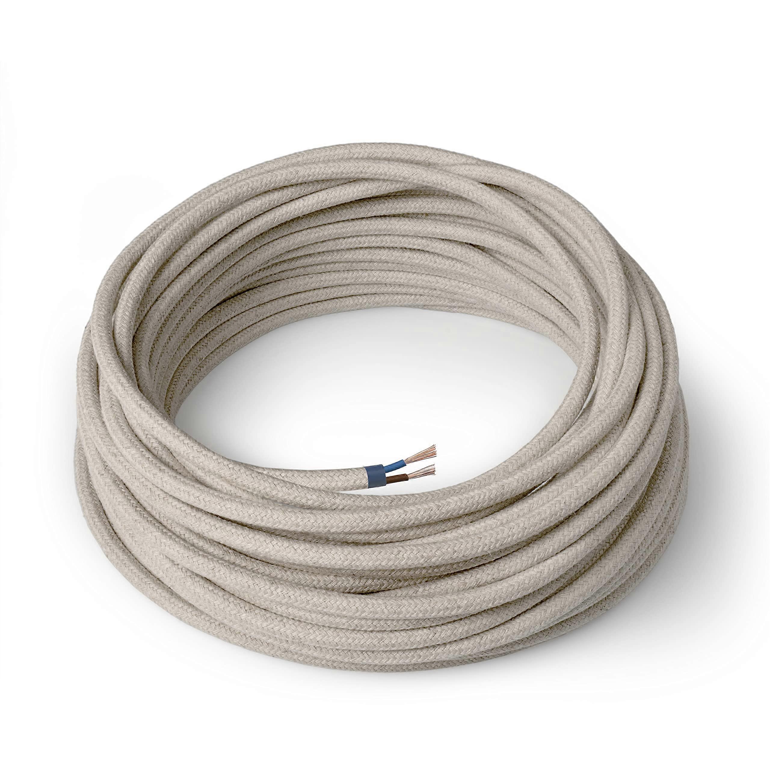 Textile Cable TUFF Hemp Lamp Cord 1m 2x0.75mm 2-Conductor Vintage Fabric