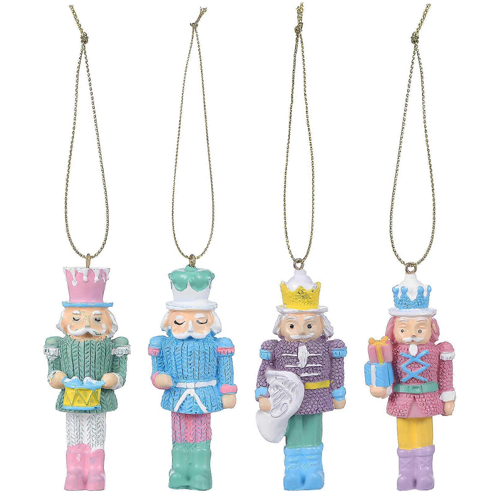 Miniature Nutcracker Figurines Resin Traditional Nutcracker Soldier Christmas Tree Ornaments 4Pcs