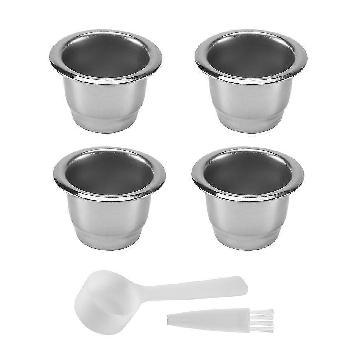 4Pcs for Nespresso Stainless Steel Refillable Coffee Capsule Coffee Filter Reusable Coffee Pod Reusa
