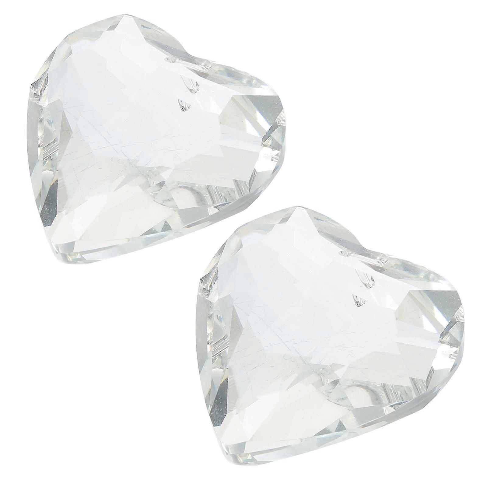 Heart Pendant Crystal Ceiling Fan Ornament 2pcs Set Dazzling Transparency Design for Chandelier & Lighting Decor Unique Style Blend
