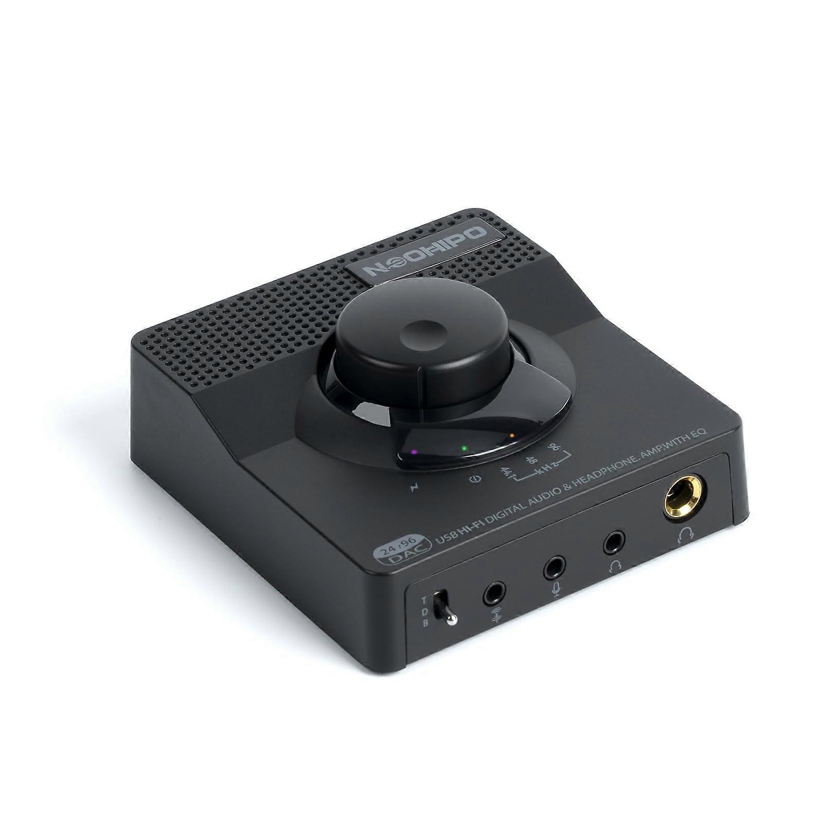 Headphone Amplifier, Mini HiFi DigitaltoAnalog Amp, 3.5MM/6.35MM/Mic/EQ Opt/Coa/RCA Outputs with Treble Bass Switch for PS5/PC/MAC/Computer