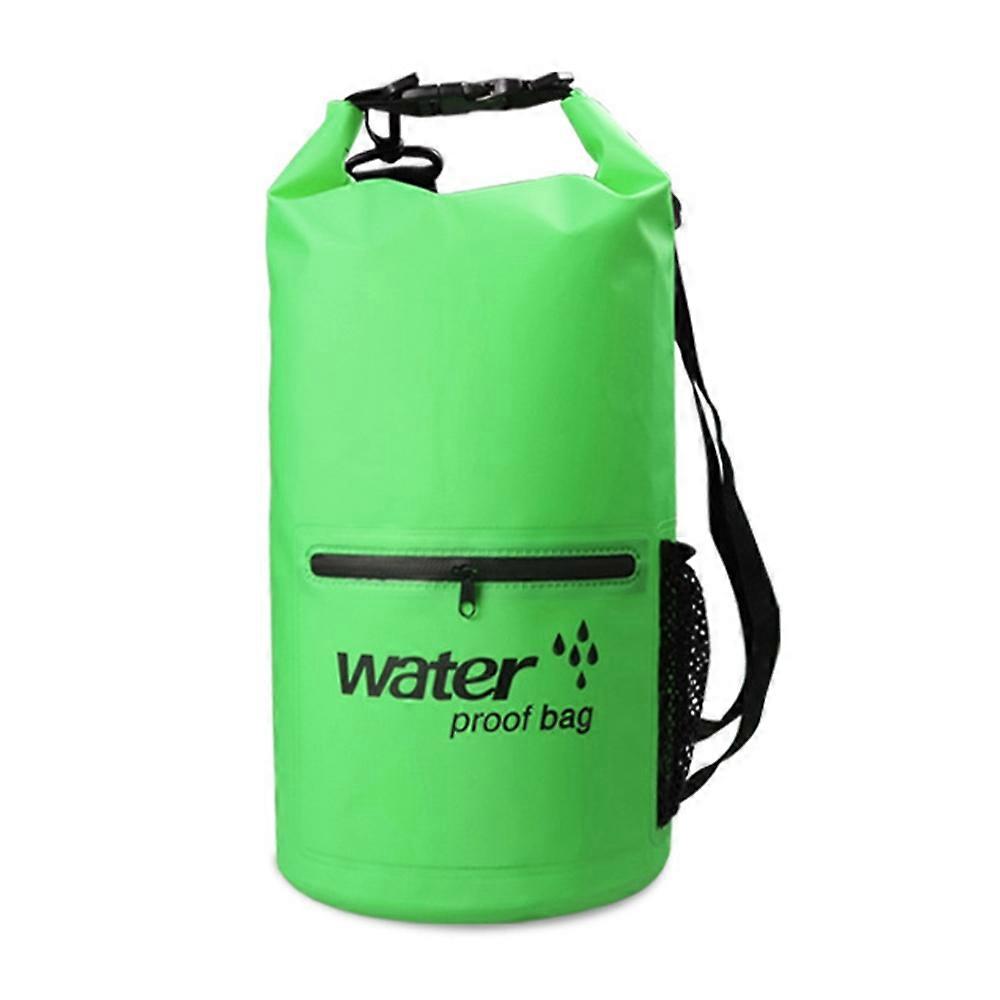 10Lバックパック防水ドライバッグスイミングビーチドリフトPVCメッシュファブリックバケットバッグ-グリーン