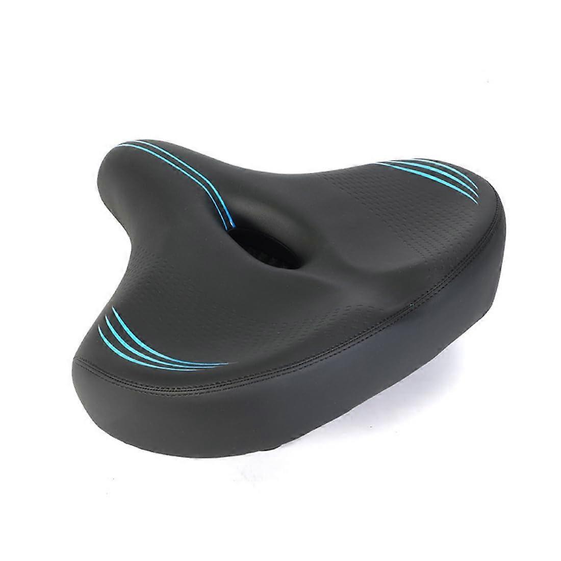 Oversized Bike Seat for Men and Women, Comfortable Wide Bicycle Saddle for Peloton, Stationary, City, and Ebike, Blue