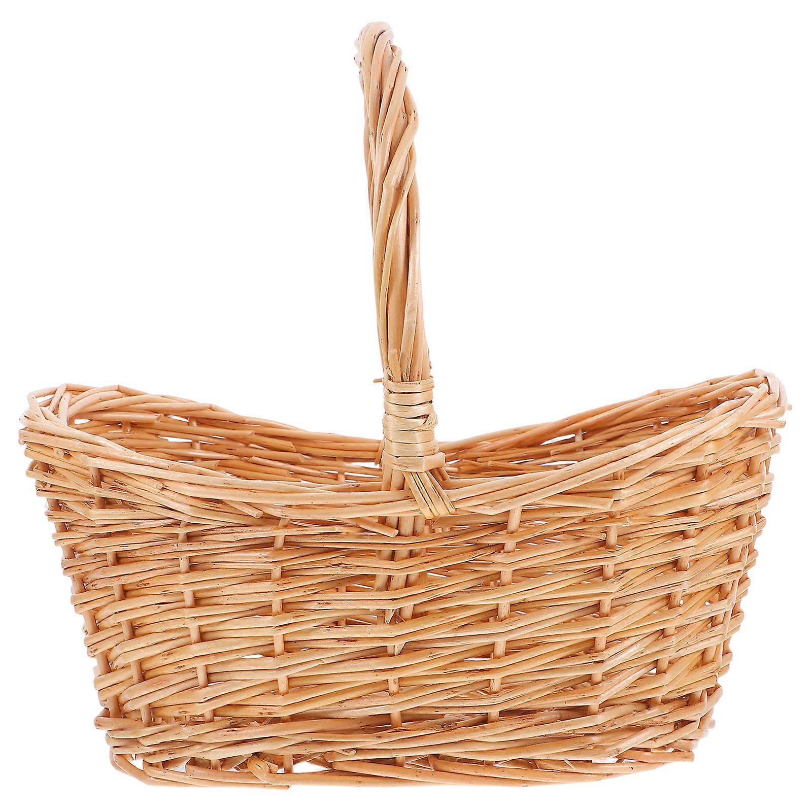 Handwoven Garden Basket For Family Outings And Picnics Wicker Material Spacious Design Suitable For Various Needs 25.00X24.00X18.00CM 1Pcs