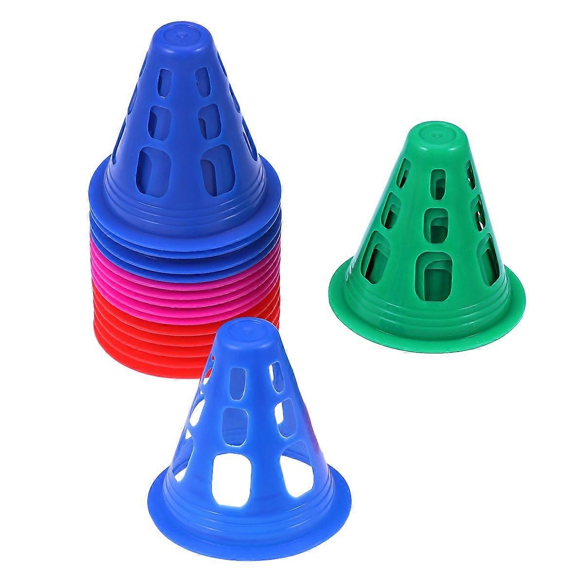 25 PCS Multi purpose Windproof Thickened Plastic Cones for Soccer Roller Skating Physical Sports Training