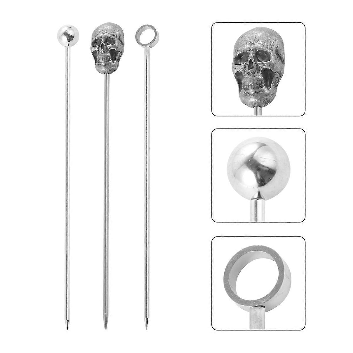 Bartending Tool Fruit Skewers Sticks Tableware Wedding Skull 12x1.5x0.5Cm 9Pcs