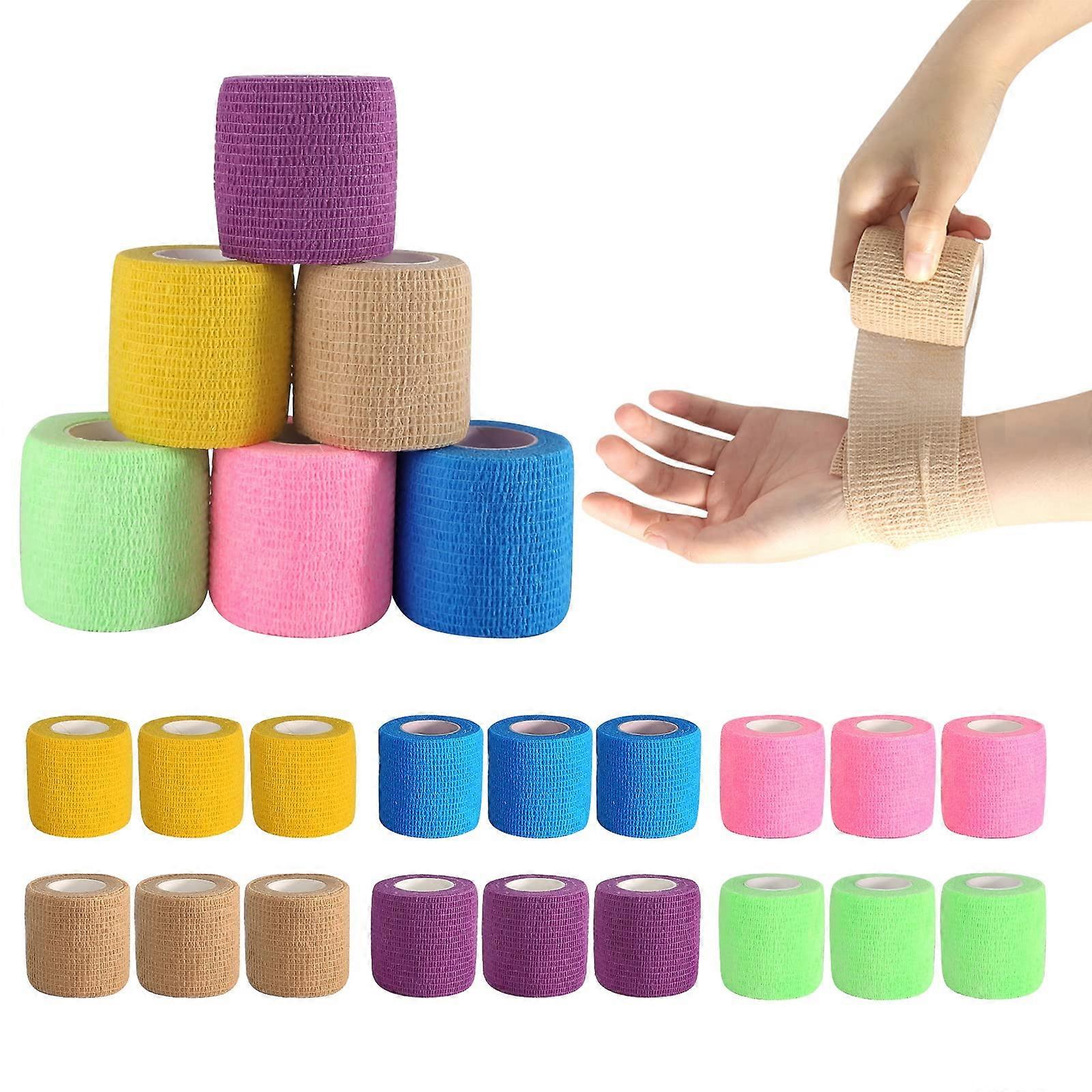 SelfAdhesive Bandage, Pack of 18, 5 cm x 4.5 m, for First Aid Sports Injuries