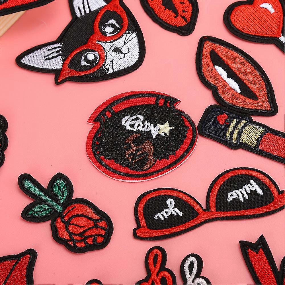 20pcs Lip Pattern Patch Decorative Lipstick Clothing Sticker Embroidery Adhesive IronOn Patch