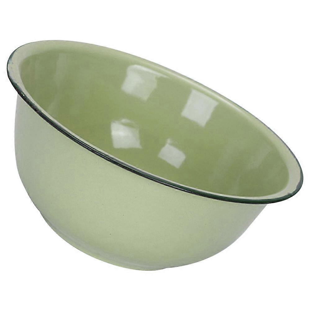 Retro Green Enamel Bowl for Storing Food with Beautiful Details and Enamel Material 7.8 Inches