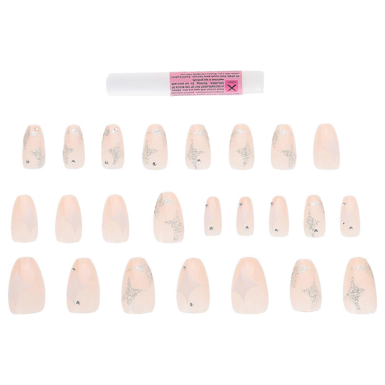 Press-On False Nails Set For Women Featuring Square Shape In For New Year Festivities And Daily Wear 1 Set