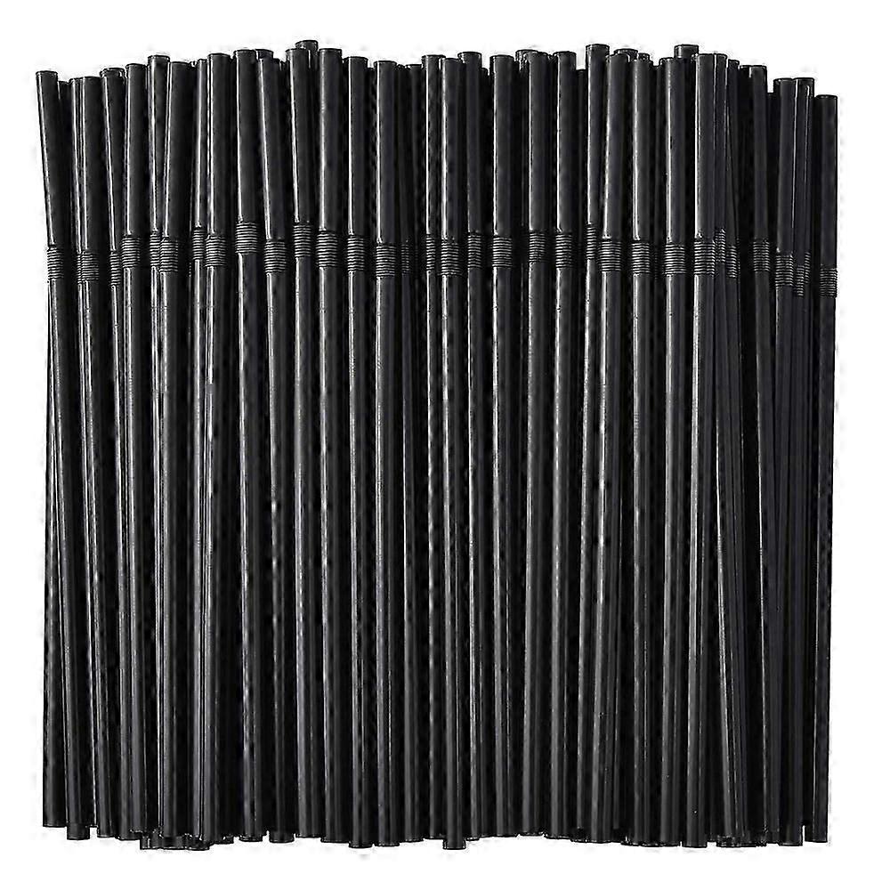 500 Count Black Plastic Bendable Straws 6mm x 21cm Disposable Drinking Straws