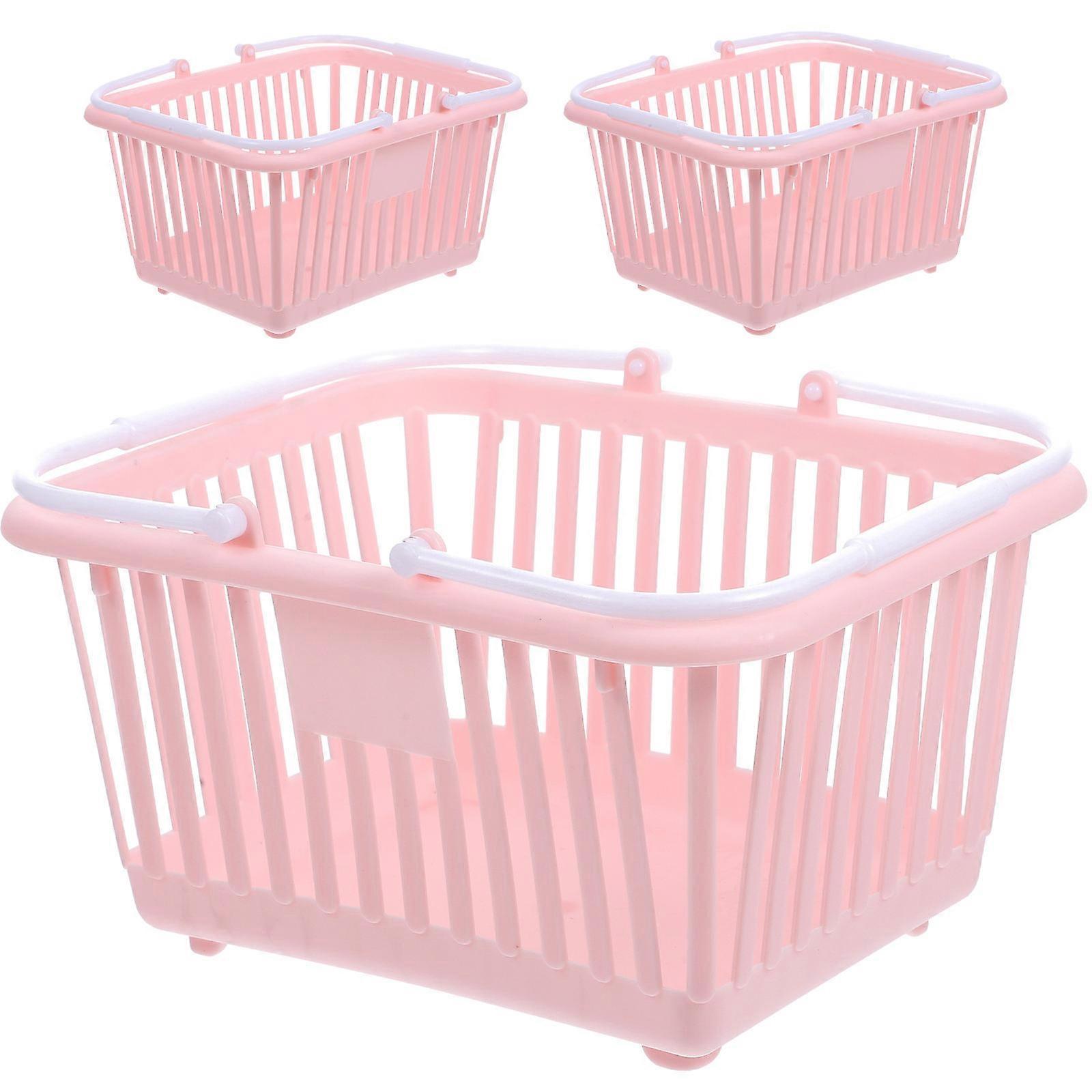 Small Shower Baskets with Handle 3pcs Portable Organizers for Cosmetics, Bathroom & Desktop Storage
