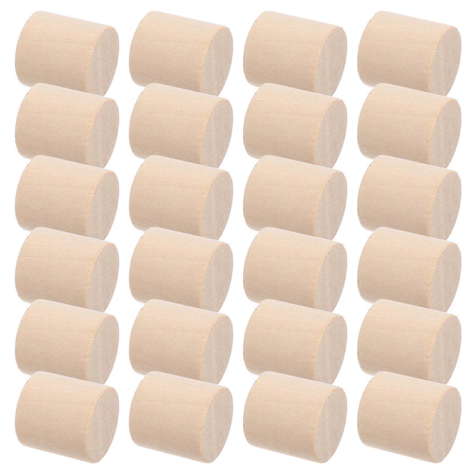 Small Wooden Blocks for DIY Crafts Light Yellow Unfinished Round Wooden Blocks for Painting and Building 50pcs