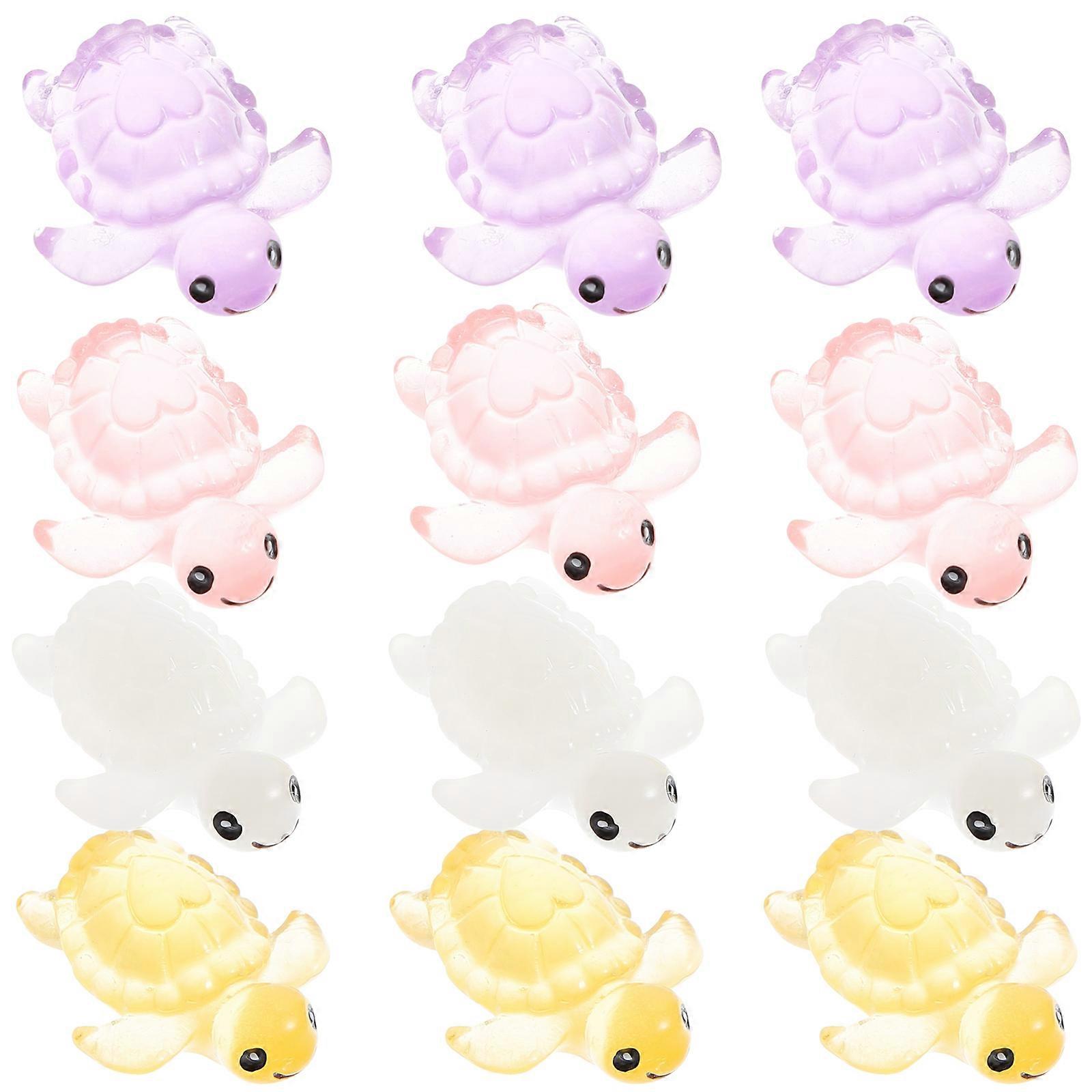 12 pcs Glow in the Dark Small Turtle Decor Glowing Turtle Figurine Mini Glowing Turtle Figure