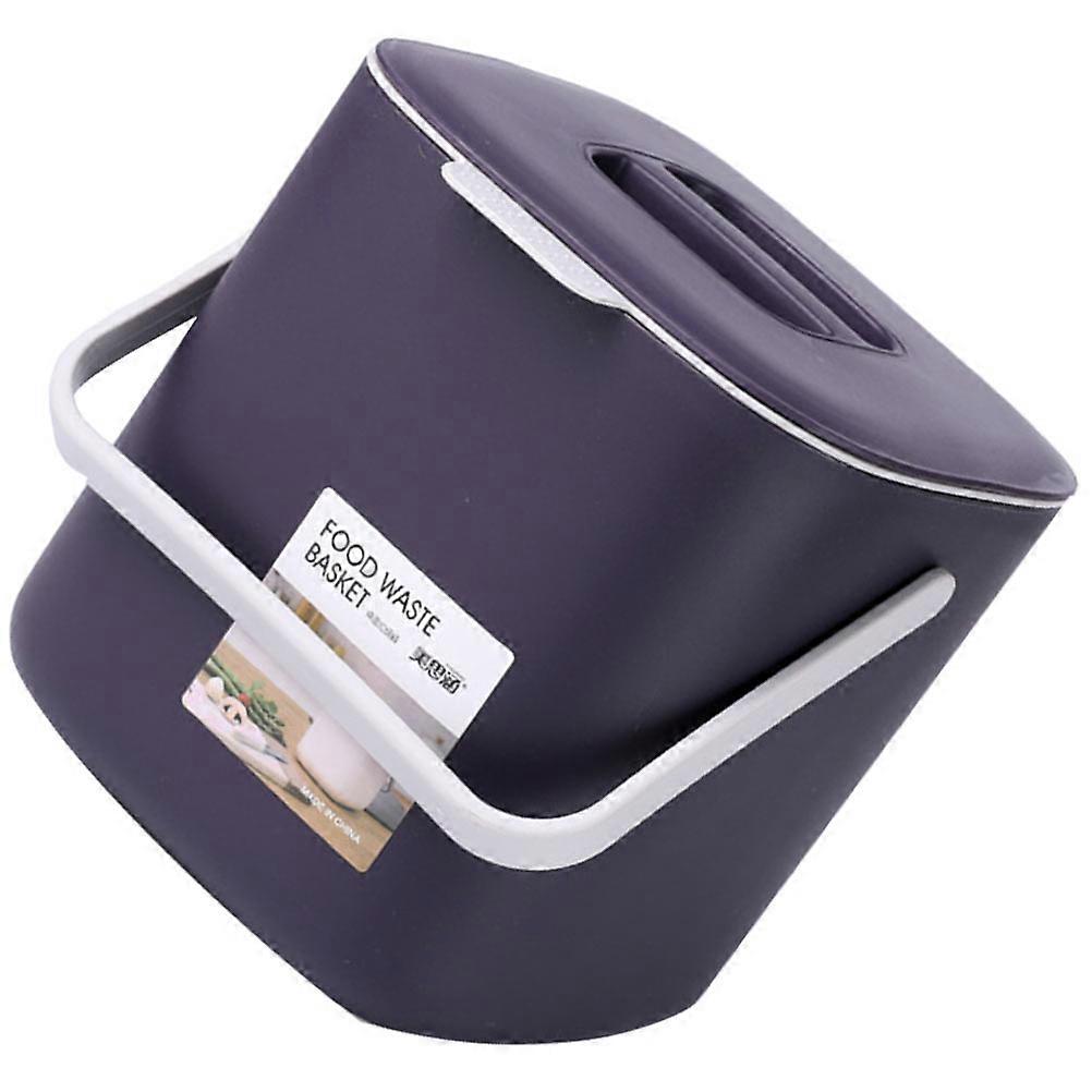 Portable Plastic Trash Container with Cover, Compact Wet and Dry Separation Garbage Bin for Kitchen Waste, Sturdy Design, Deep Purple Color