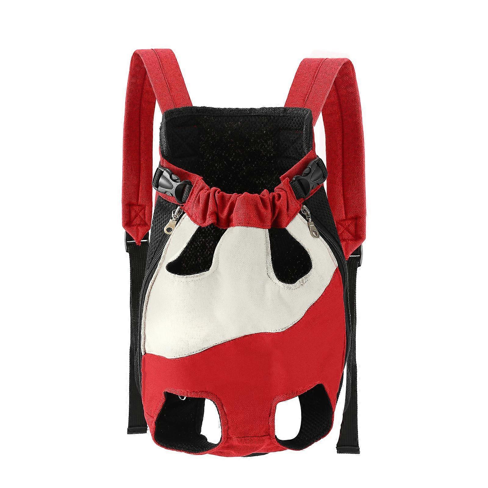 Pet Backpack Carrier For Dogs And Cats With Adjustable Leg Openings, Breathable, Red And White, XXL