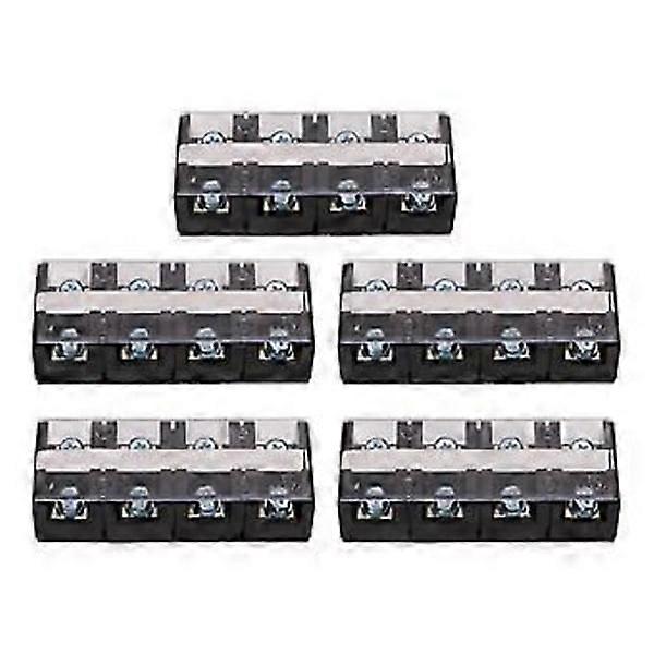 5 pcs Screw Terminal Blocks 60A 4 Positions Copper Plastic 60A Terminal Block for Electrical Connection