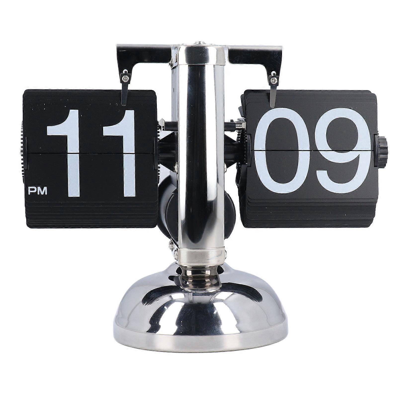 Orologio digitale vintage Flip Down Orologio a batteria regolabile in acciaio inox meccanico Flip Desk Clock nero