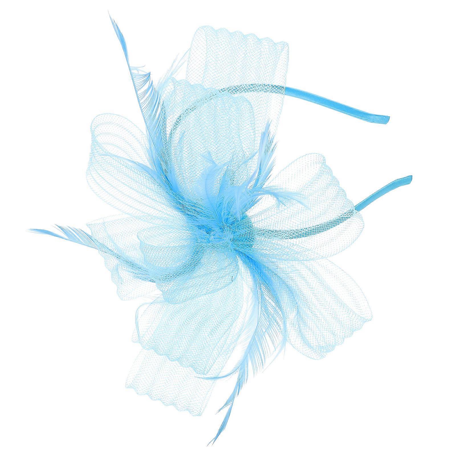 Sky-Blue Wedding Bride Hat Fascinator Headband for Women
