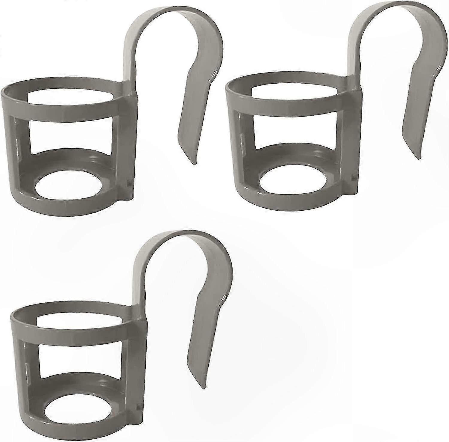 Above Ground Pool Drink Holder - No Spill Cup Holder for Poolside Parties, Gray Round Style, 3 Pack