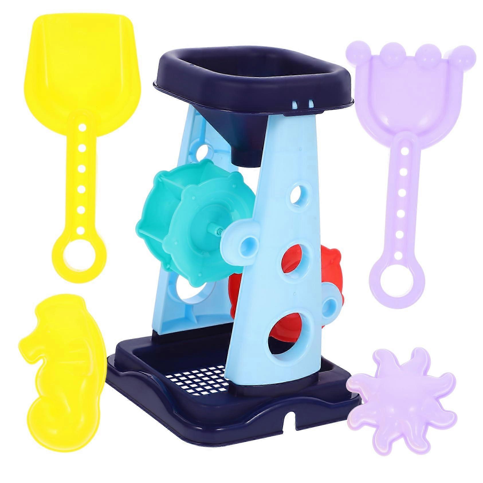 5Piece Interactive Sand Toy Set for Parents and Kids, Beach Activities, Blue