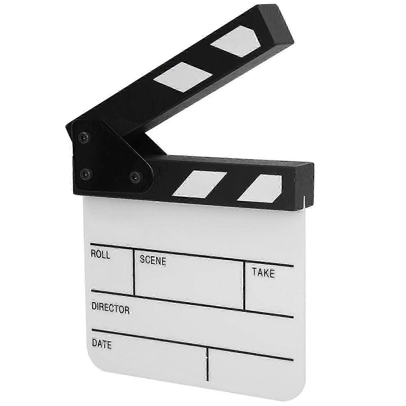 Portable Acrylic Scene Slate with Pen - Action Cut Clapperboard for Filmmaking, TV, and Movie Production Props
