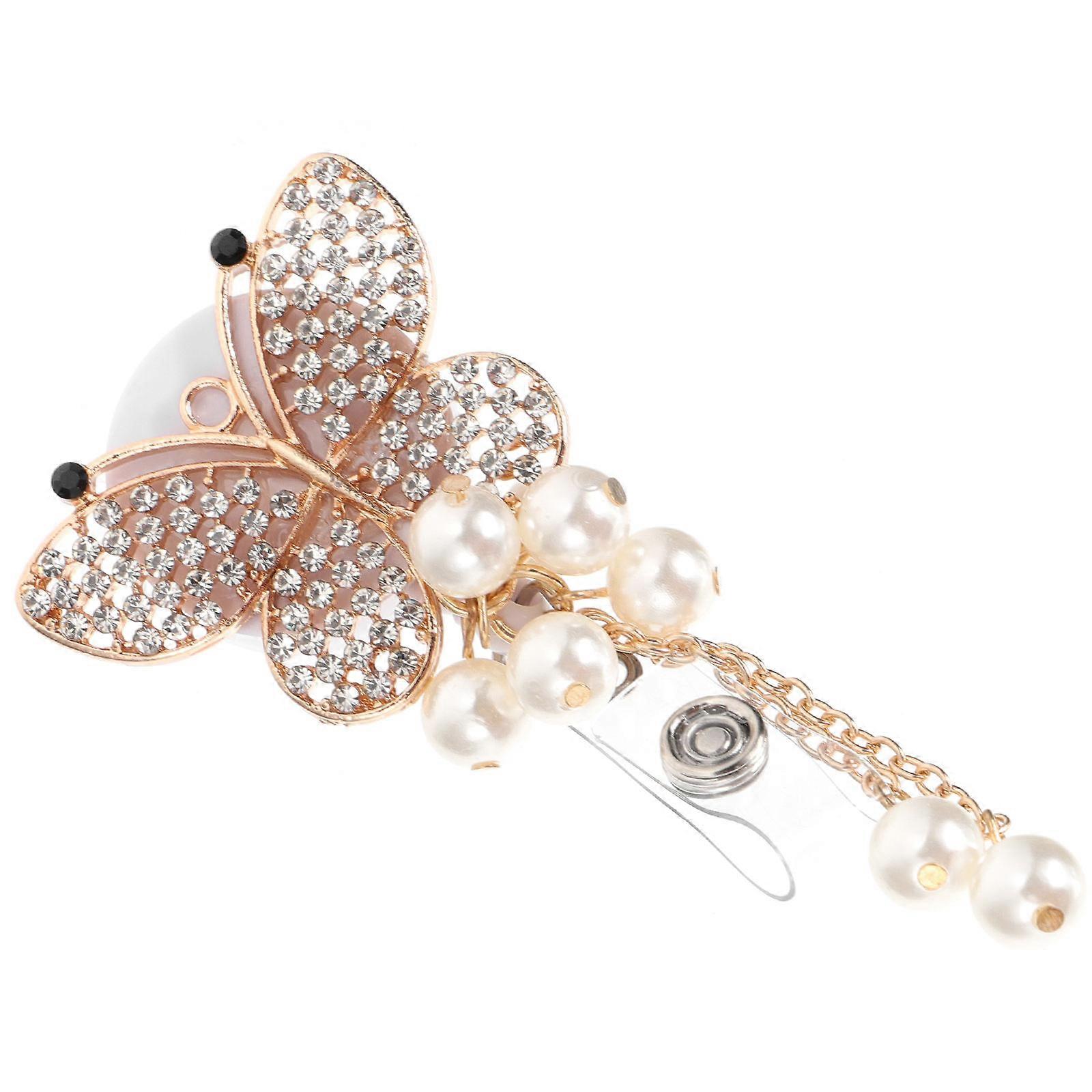 Golden Butterfly Badge Holder with Clip Stylish ID Card Holder for Decoration ABS Material