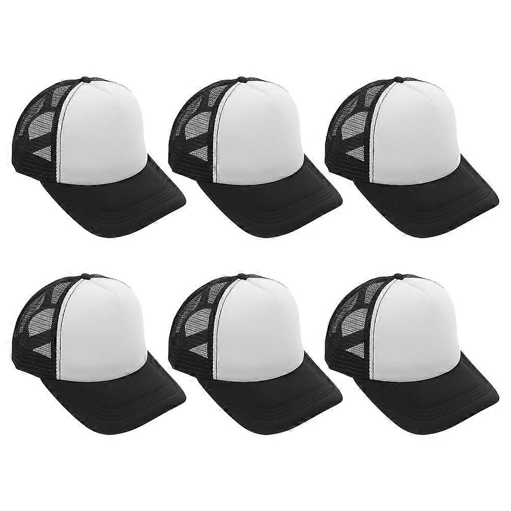 Blank Baseball Caps Sublimation Hats for Outdoor Use 6Pcs Black Mesh Hats