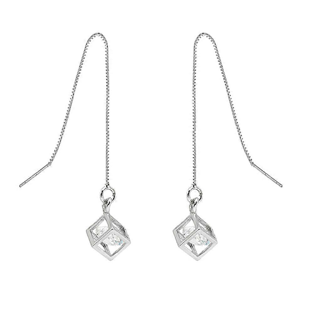 a polished and engaging product description based on your input:
**1 Pair Geometric Square Drop Earrings for Women – Stylish Silver Dangle