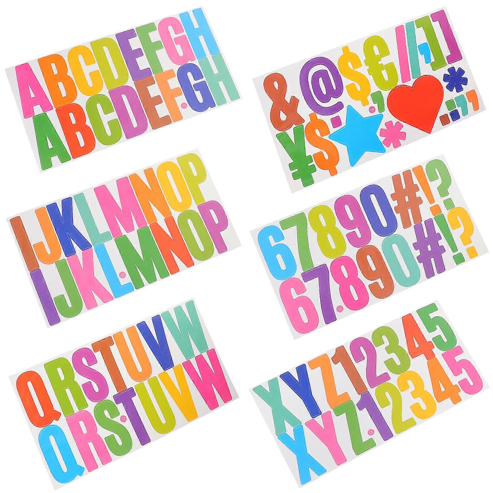Alphabet Number Stickers Self Adhesive Decorative Letters for Mailbox Door Window Scrapbooking DIY Crafting 6 Sheets