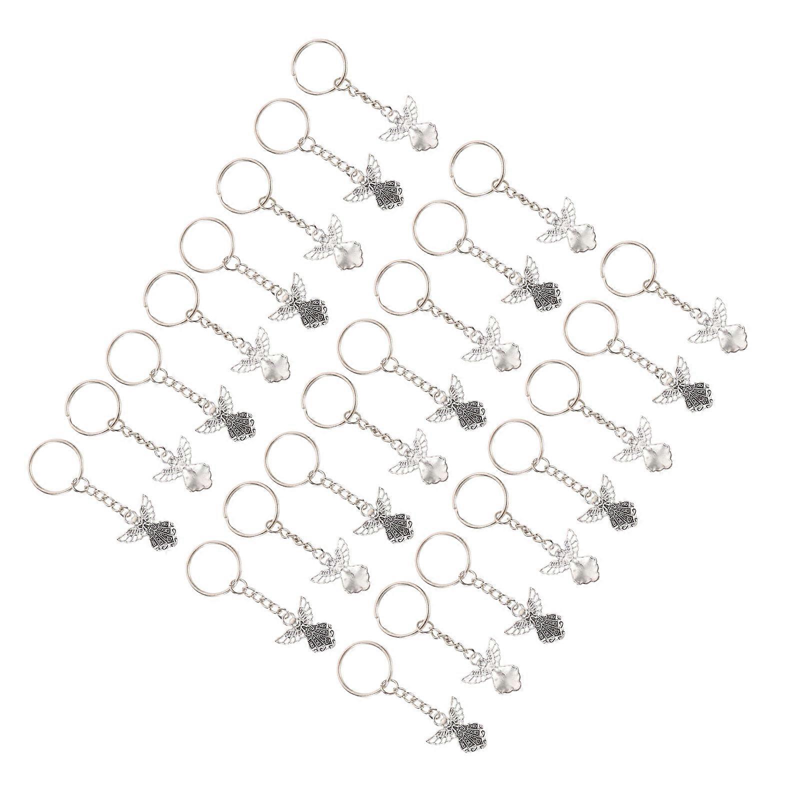 20pcs Wedding Keepsake Angel Keychains Metal Key Pendants Decorative Bag Backpack Hanging Ornaments Party Guest Favors
