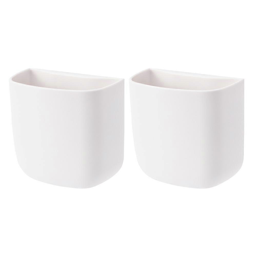 White Wall Mount Cellphone Organizer with Hole for Data Cable Storage Box Material 2 Pieces