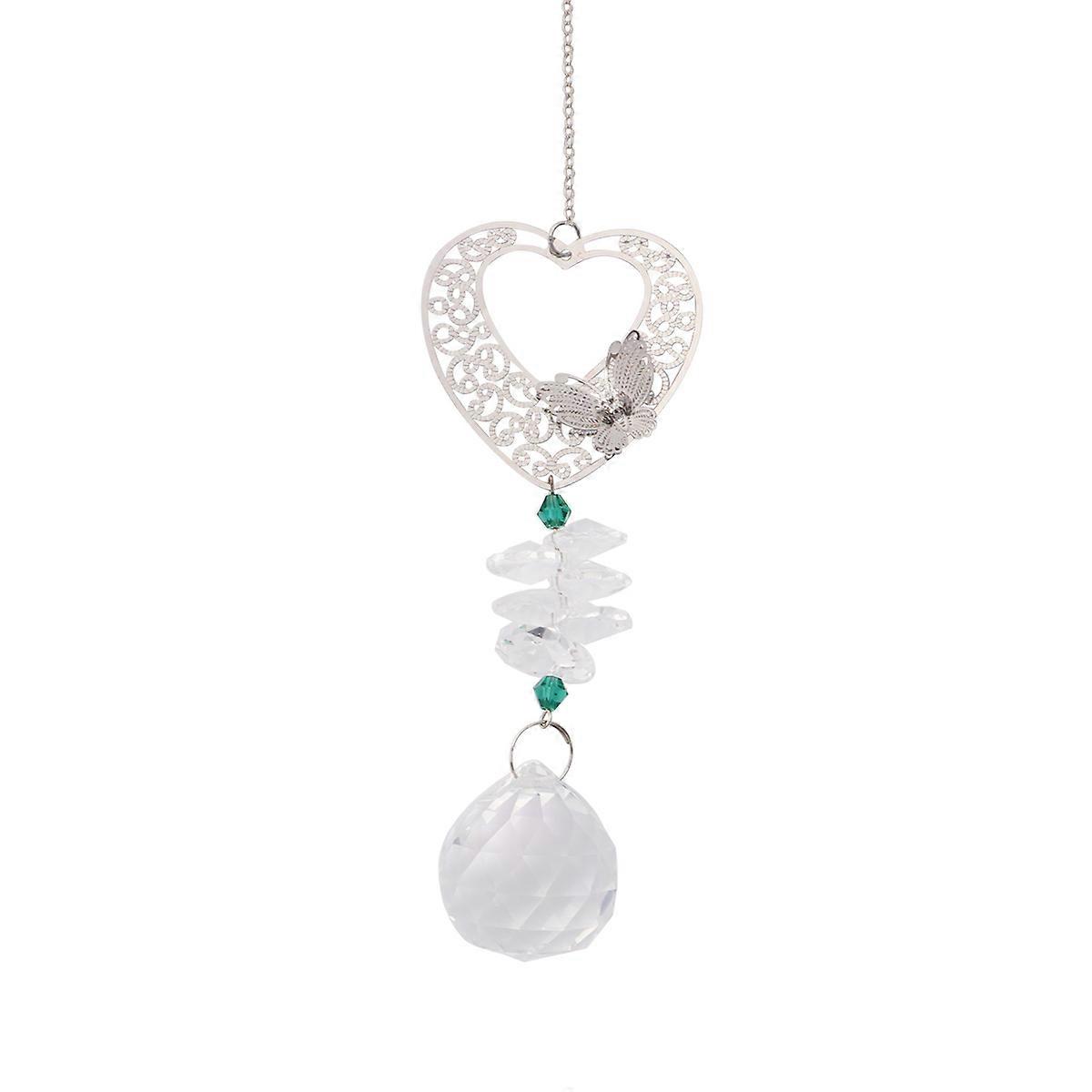 Hanging Crystal Heart For Garden Window Decor With Dimensions 36 x 5 x 3 Cm Offering Decorative Function In Silver 1Pcs