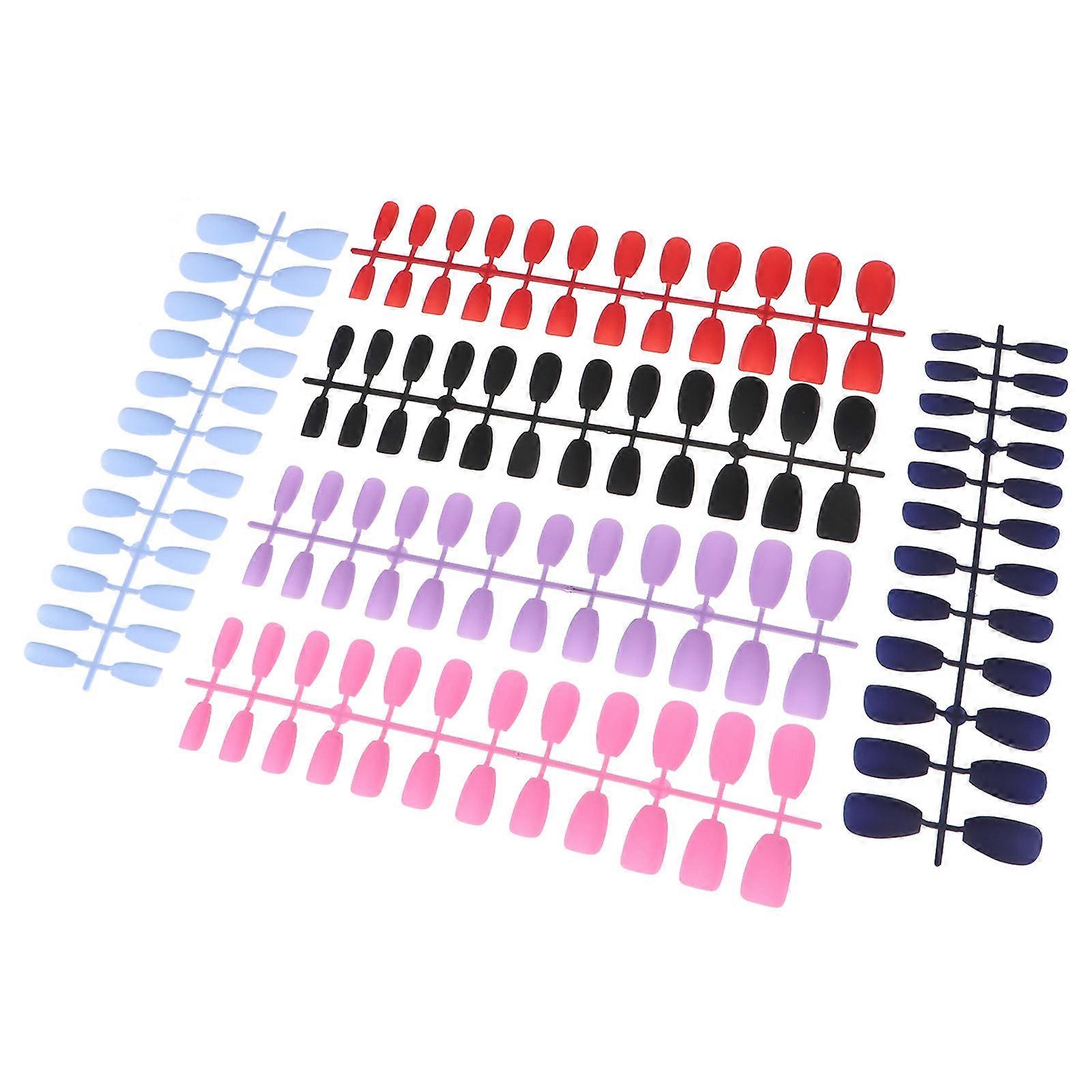6 Sets Solid Color Artificial Nail Tips for Girls Women French Style