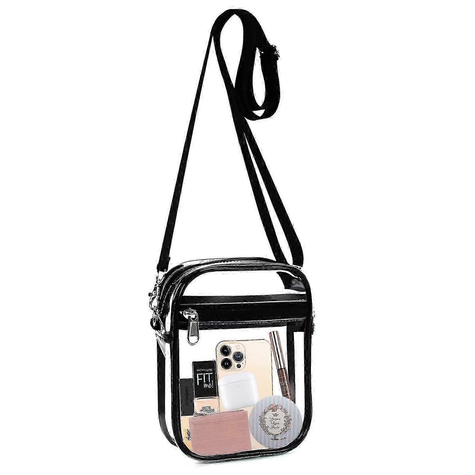 Borsa trasparente approvata dallo stadio, borsa a tracolla trasparente, borsa a mano trasparente con tracolla regolabile per concerti e sport da donna