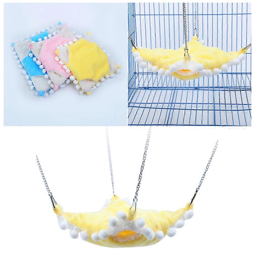 Yellow Double Layer Hamster Hammock Resting Place Indoor Use Comfortable Size S 1Pack