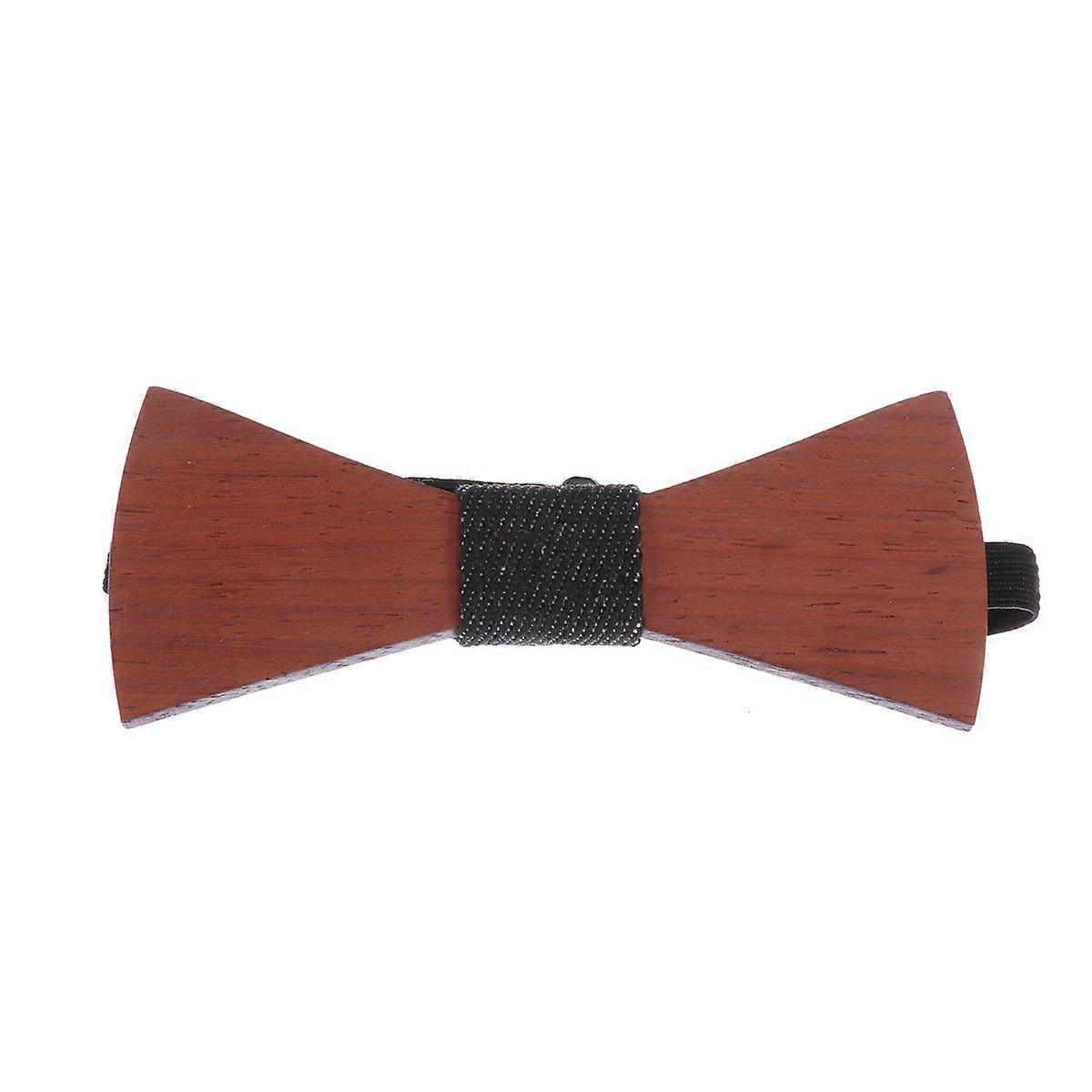 Dark Red Wooden Bow Tie for Men with Elastic Band Adjustable Length Crafted from Premium Wood 1pc