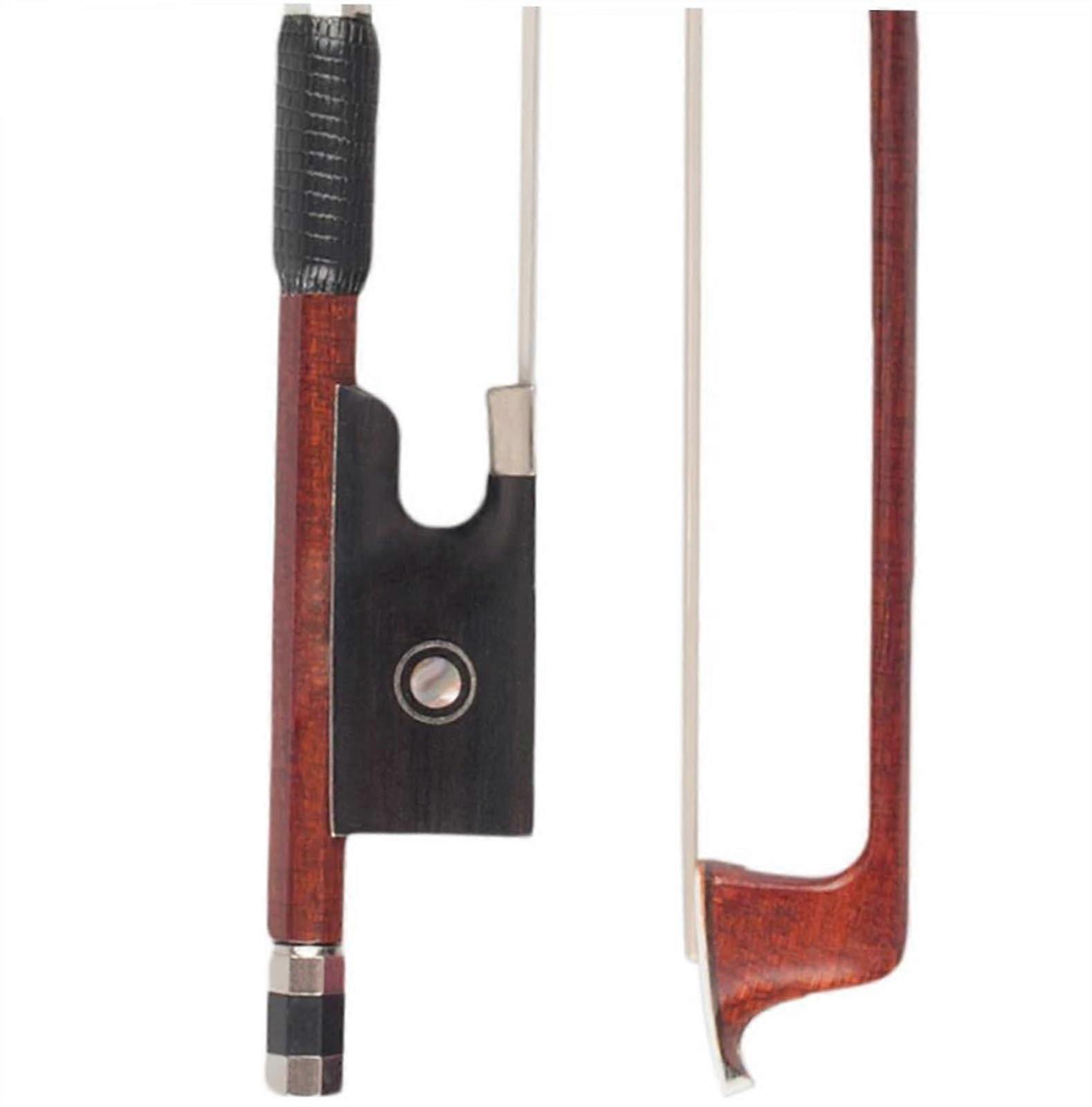 Replacement Bow for 4/4 Violin Carbon Fiber with Pernambuk Veneer, Silver Wire Wrapped, High Performance Round Rod