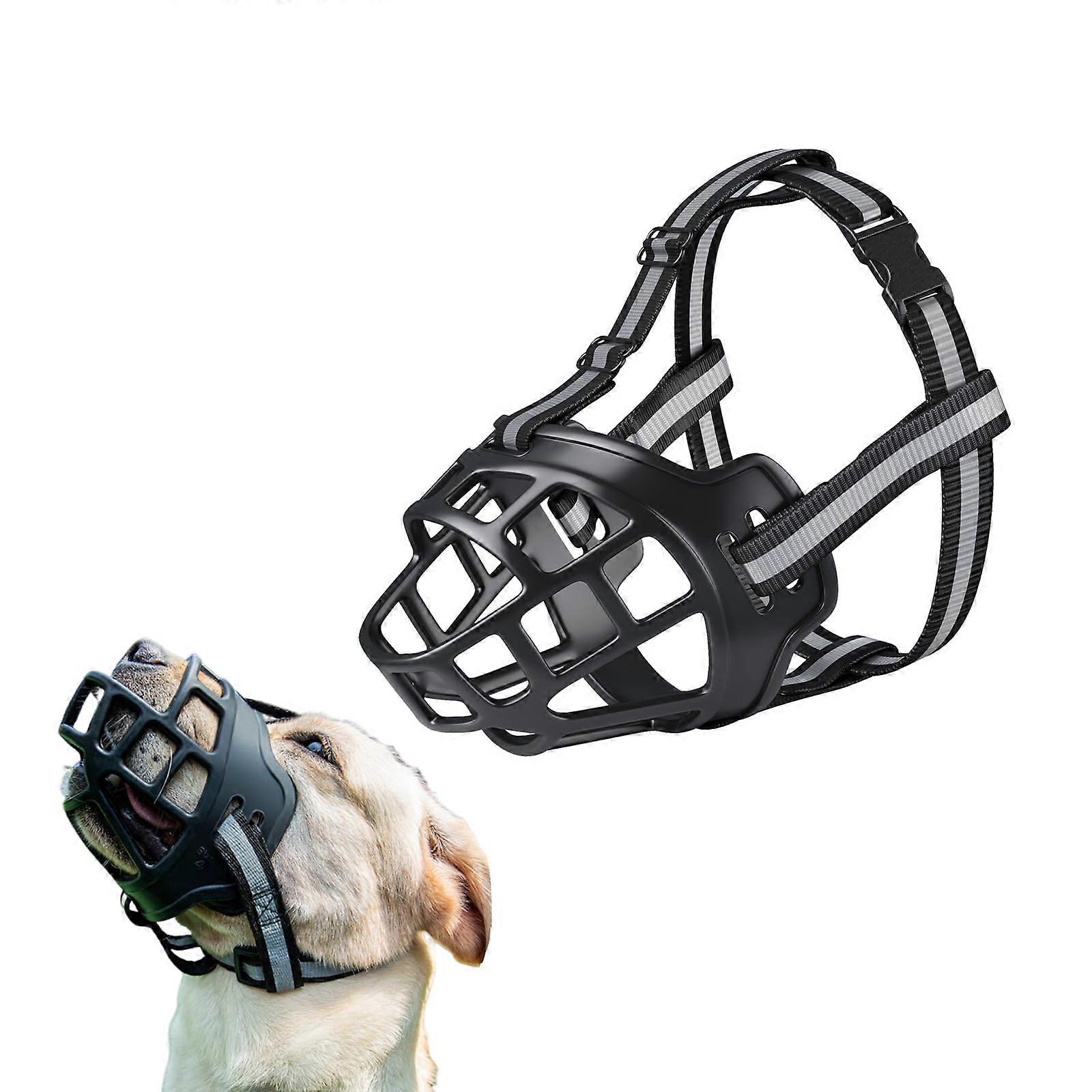 Dog Muzzle Silicone Fabric Adjustable Breathable Omni-Directional Fit for Small Medium Large Dogs (Small Size)