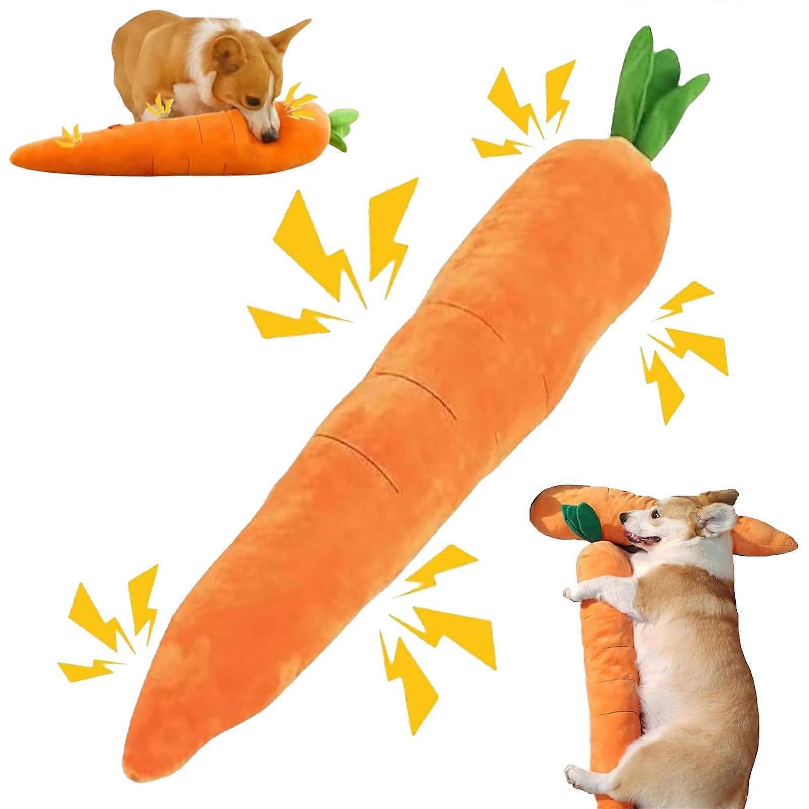 Giant Carrot Dog Toy 29.5in Plush Chew Toy for Interactive Play, Noisy Features for Aggressive Chewers and Small Dogs