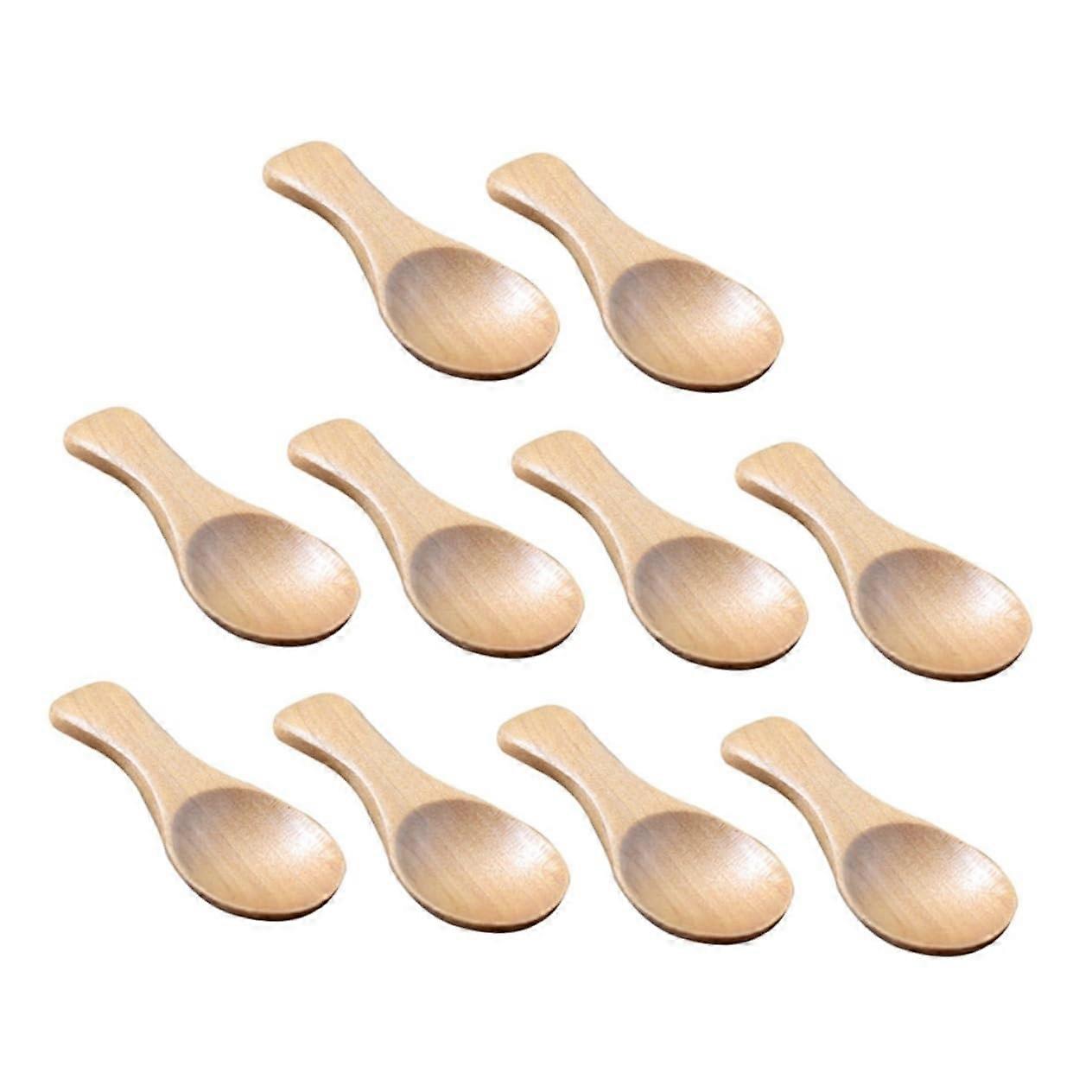 Elegant Wooden Salt Spoons Set Of 10, Mini Ice Cream Scoops For Desserts And Tea Condiments