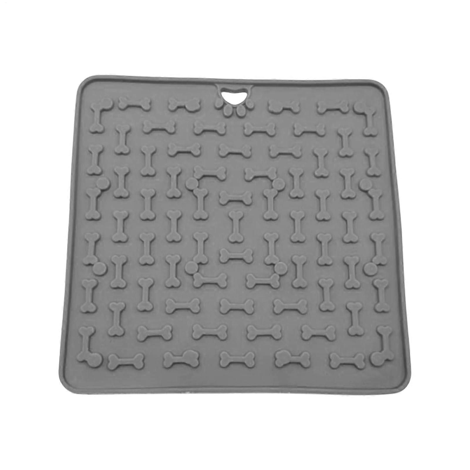 Leckmatten Silicone Feeding Mats - 18.8 x 18.8 cm Feeding Pad For Puppies And Cats, Grey, Training And Reward