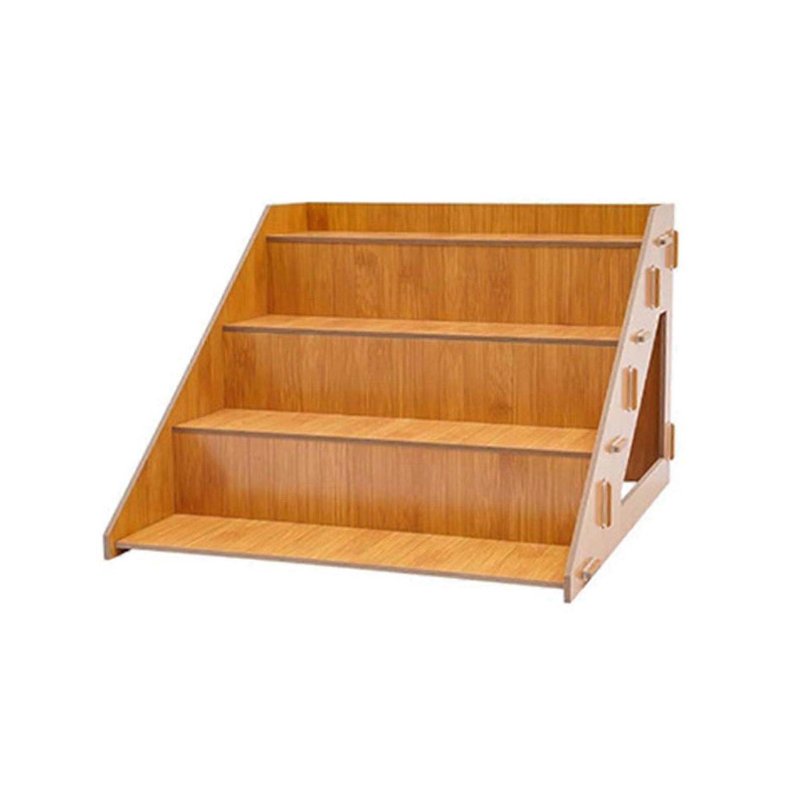 Wooden 4 Layer Bamboos Display Stand For Pastries Cupcakes Commercial Use Easy Assembly Design Dessert Holder Multicolor