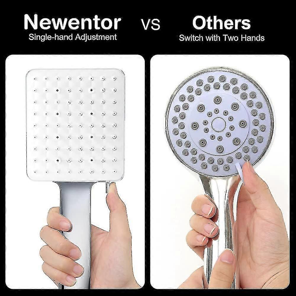 Large Square High-Pressure Shower Head, 6 Modes, Chrome Finish